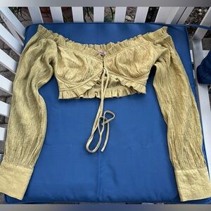 Boho Olive Long Sleeve Crop Top